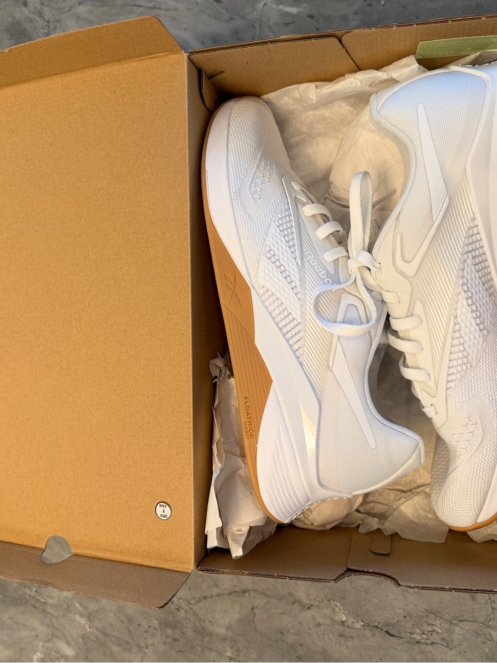 Reebok Floatride Energy White & Gum weight training Shoes woman’s size 11